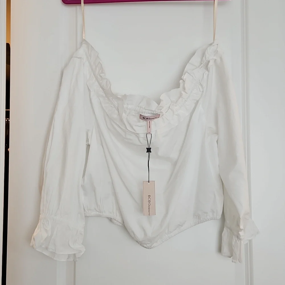 White Off-Shoulder Ruffle Top - Picture 3 of 5